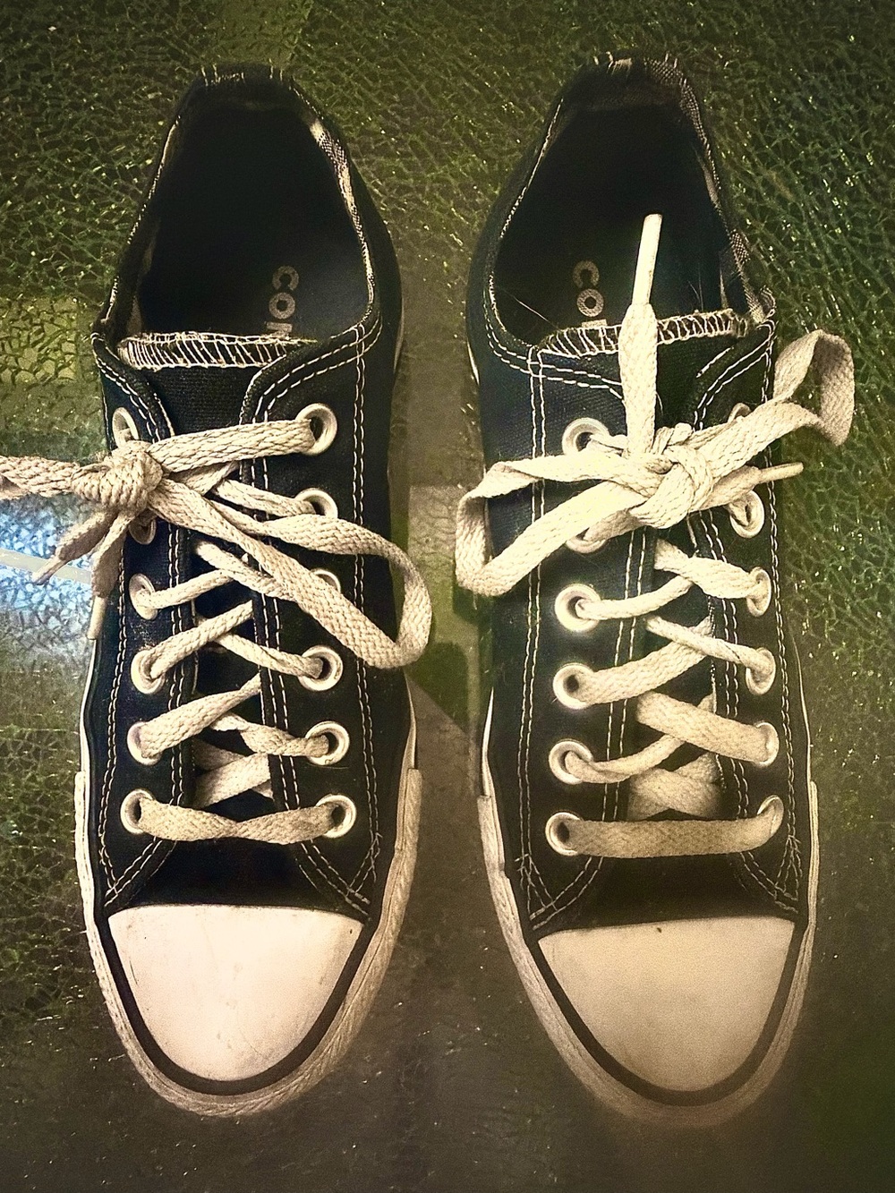 Converse Black Canvas Low-Top Sneakers with White Toe
